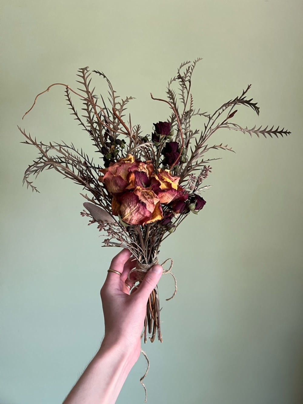 Sunset Bramble Bouquet, Hand Crafted Dried Flower Bouquet, Cottagecore Decor